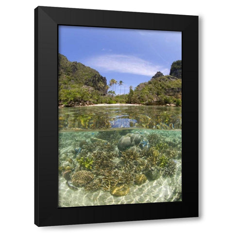 Indonesia, Misool Island Split view of an island Black Modern Wood Framed Art Print with Double Matting by Shimlock, Jones