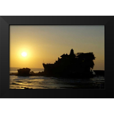 Indonesia,Tabanan Tanah Lot temple at sunset Black Modern Wood Framed Art Print by Shimlock, Jones