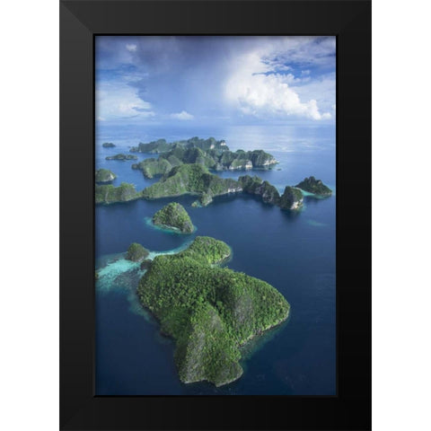 Indonesia, West Papua Aerial of Raja Ampat Black Modern Wood Framed Art Print by Shimlock, Jones