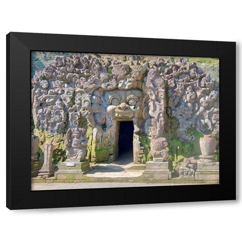 Indonesia-Bali-Ubud-Historic Balinese temples of Goa Gajah or Elephant Cave Black Modern Wood Framed Art Print by Eggers, Terry