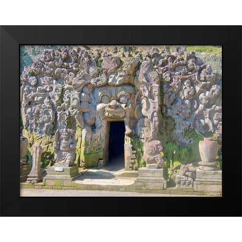Indonesia-Bali-Ubud-Historic Balinese temples of Goa Gajah or Elephant Cave Black Modern Wood Framed Art Print by Eggers, Terry