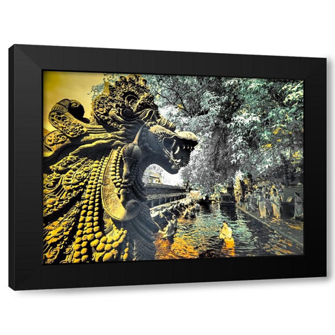 Indonesia-Bali-Ubud-Pura Tirta Empul Temple-bath in Tampaksiring sacred spring Black Modern Wood Framed Art Print by Eggers, Terry