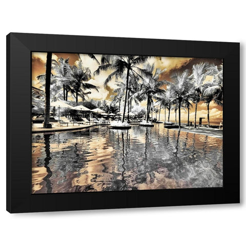 Bali-Ubud-Ponds and pools at hotel in Ubud Black Modern Wood Framed Art Print by Eggers, Terry