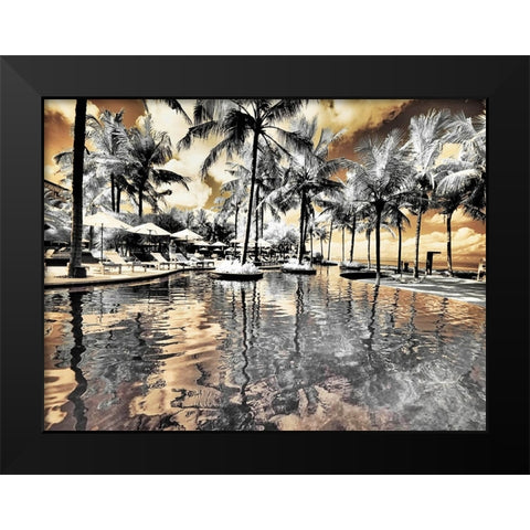 Bali-Ubud-Ponds and pools at hotel in Ubud Black Modern Wood Framed Art Print by Eggers, Terry