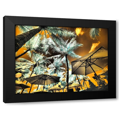 Bali-Ubud-Umbrellas-Ponds and pools at hotel in Ubud Black Modern Wood Framed Art Print by Eggers, Terry