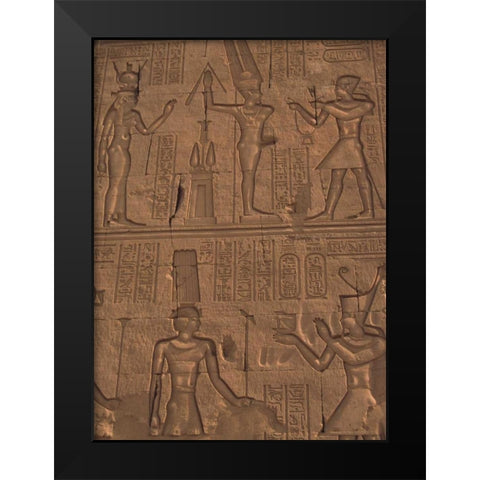 Egypt, Kom Ombo Stone relief work on temple wall Black Modern Wood Framed Art Print by Satushek, Steve