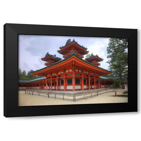 Japan, Kyoto, Heian Jingu Shrine, Shinto shrine Black Modern Wood Framed Art Print with Double Matting by Flaherty, Dennis