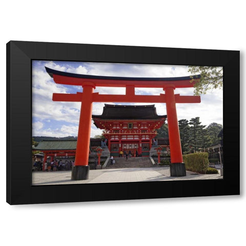 Japan, Kyoto, Fushimi-Inari-Taisha Torii Gate Black Modern Wood Framed Art Print by Flaherty, Dennis