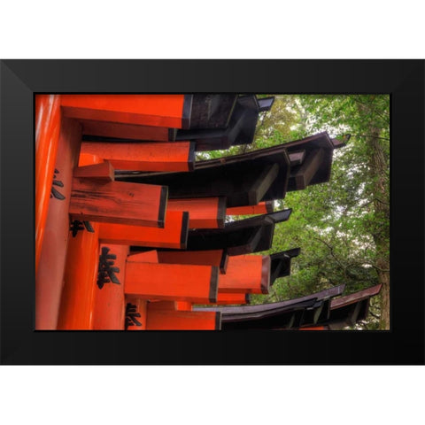 Japan, Kyoto, Fushimi-Inari-Taisha Torii Gates Black Modern Wood Framed Art Print by Flaherty, Dennis