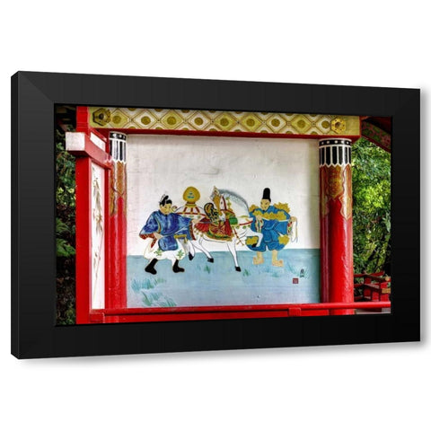 Japan, Nara Painting at a Shinto Shrine Black Modern Wood Framed Art Print by Flaherty, Dennis