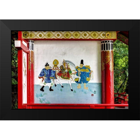 Japan, Nara Painting at a Shinto Shrine Black Modern Wood Framed Art Print by Flaherty, Dennis