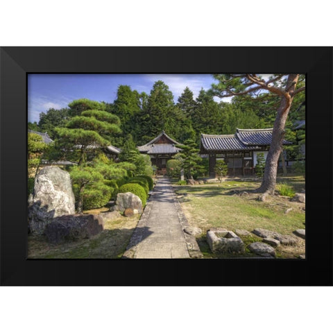 Japan, Nara Grounds of the Shingon-in Temple Black Modern Wood Framed Art Print by Flaherty, Dennis