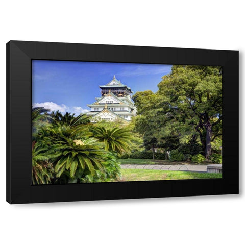 Japan, Osaka, Nara Prefecture The Osaka Castle Black Modern Wood Framed Art Print by Flaherty, Dennis