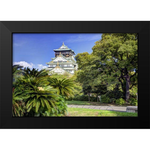 Japan, Osaka, Nara Prefecture The Osaka Castle Black Modern Wood Framed Art Print by Flaherty, Dennis