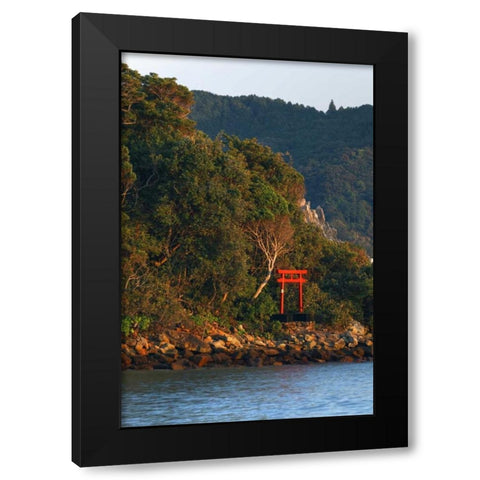 Japan, Wakagama A Torii Gate on hillside Black Modern Wood Framed Art Print with Double Matting by Flaherty, Dennis