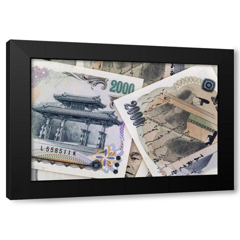 Japan Detail of Japanese paper currency, the Yen Black Modern Wood Framed Art Print with Double Matting by Flaherty, Dennis