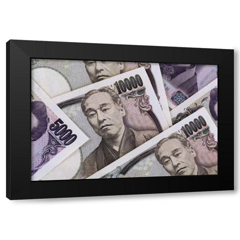 Japan Detail of Japanese paper currency, the Yen Black Modern Wood Framed Art Print with Double Matting by Flaherty, Dennis