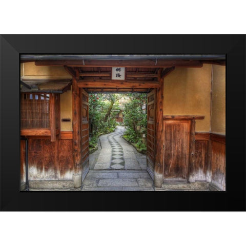 Asia, Japan, Kyoto Entrance to a home Black Modern Wood Framed Art Print by Flaherty, Dennis