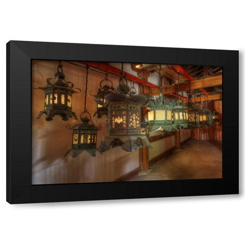 Japan, Kyoto Interior of Shinto shrine Black Modern Wood Framed Art Print with Double Matting by Flaherty, Dennis