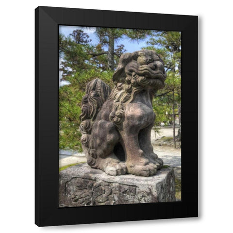 Japan Lion/Dog idol at Chionji Temple Black Modern Wood Framed Art Print with Double Matting by Flaherty, Dennis