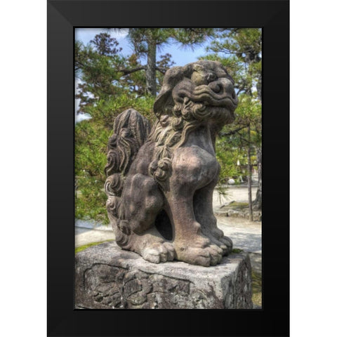 Japan Lion/Dog idol at Chionji Temple Black Modern Wood Framed Art Print by Flaherty, Dennis