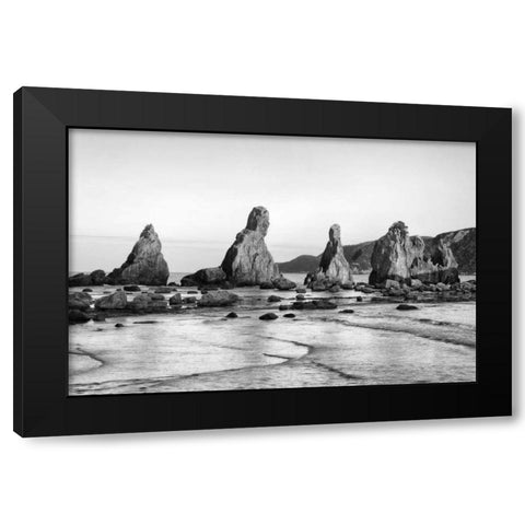 Japan, Kushimoto Hashigui-iwa Rocks on the shore Black Modern Wood Framed Art Print with Double Matting by Flaherty, Dennis