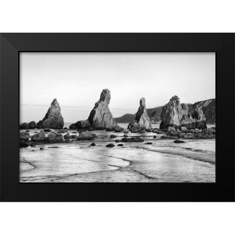 Japan, Kushimoto Hashigui-iwa Rocks on the shore Black Modern Wood Framed Art Print by Flaherty, Dennis