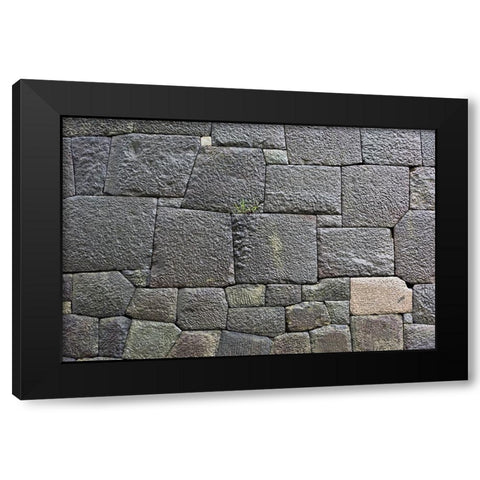 Stone wall of the Royal Palace-Tokyo-Japan Black Modern Wood Framed Art Print by Su, Keren