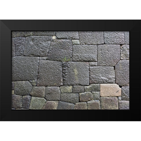 Stone wall of the Royal Palace-Tokyo-Japan Black Modern Wood Framed Art Print by Su, Keren
