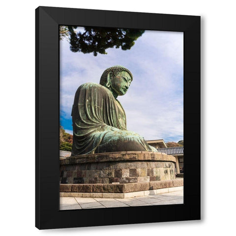 The Daibutsu-or big buddha-of the Buddhist Temple in Kamakura-Japan Black Modern Wood Framed Art Print with Double Matting by Haddad, Sheila