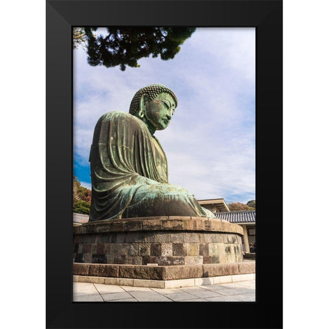 The Daibutsu-or big buddha-of the Buddhist Temple in Kamakura-Japan Black Modern Wood Framed Art Print by Haddad, Sheila