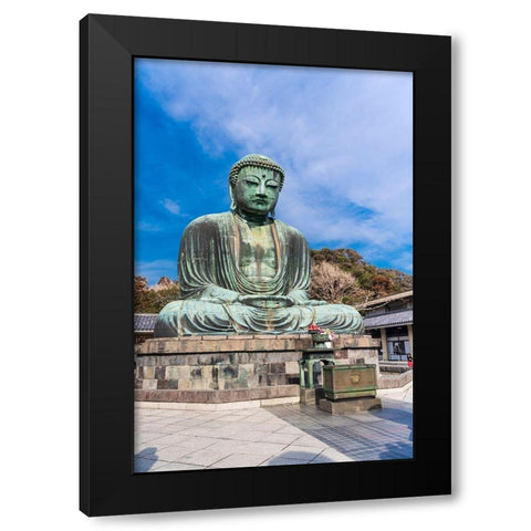 The Daibutsu-or big buddha-of the Buddhist Temple in Kamakura-Japan Black Modern Wood Framed Art Print with Double Matting by Haddad, Sheila