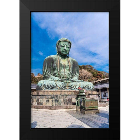 The Daibutsu-or big buddha-of the Buddhist Temple in Kamakura-Japan Black Modern Wood Framed Art Print by Haddad, Sheila