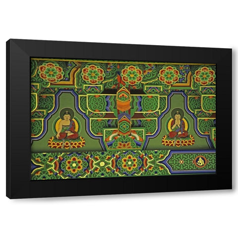 South Korea, Taegu Mural at a Buddhist Temple Black Modern Wood Framed Art Print with Double Matting by Flaherty, Dennis