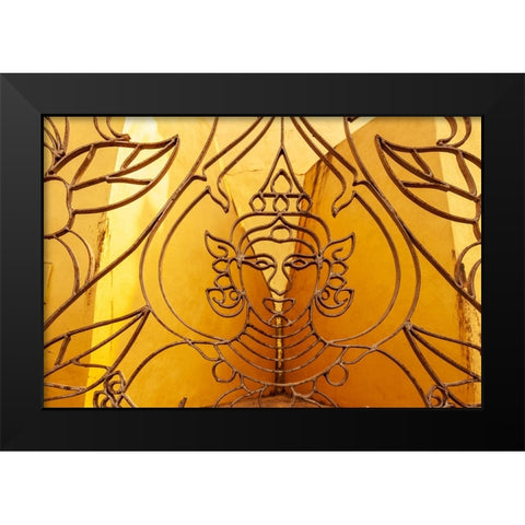 Architectural detail at Pha That Luang-Great Stupa in Lao-Vientiane-Capital of Laos-Southeast Asia Black Modern Wood Framed Art Print by Haseltine, Tom