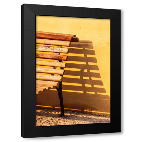 Bench and shadow. Black Modern Wood Framed Art Print by Haseltine, Tom