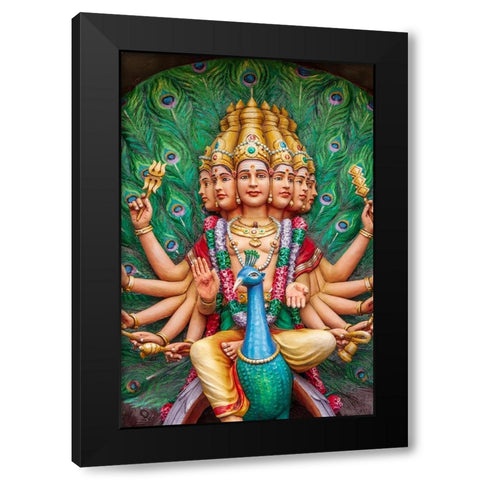Kuala Lumpur- West Malaysia. Batu caves. Painted Hindu deities on altars. Black Modern Wood Framed Art Print by Haseltine, Tom