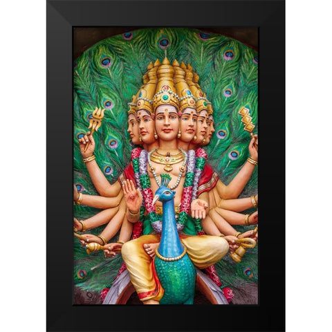 Kuala Lumpur- West Malaysia. Batu caves. Painted Hindu deities on altars. Black Modern Wood Framed Art Print by Haseltine, Tom