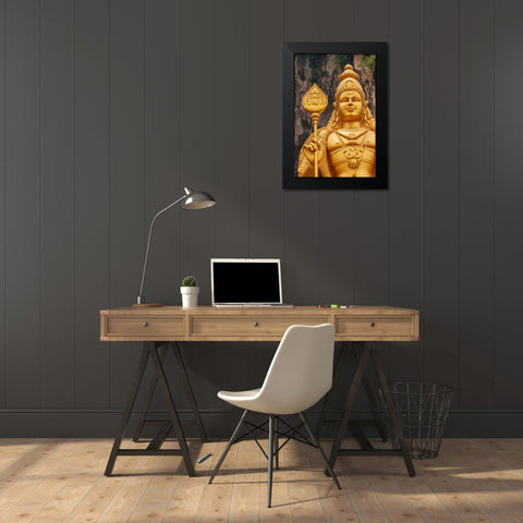 Kuala Lumpur- West Malaysia. Batu caves. The worlds tallest statue of Murugan- a Hindu deity Black Modern Wood Framed Art Print by Haseltine, Tom