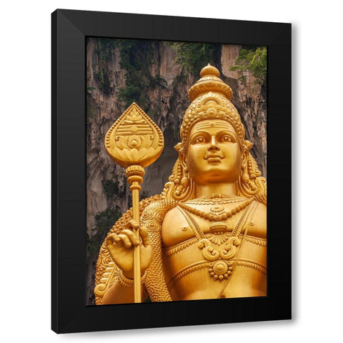 Kuala Lumpur- West Malaysia. Batu caves. The worlds tallest statue of Murugan- a Hindu deity Black Modern Wood Framed Art Print with Double Matting by Haseltine, Tom