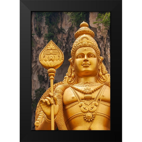 Kuala Lumpur- West Malaysia. Batu caves. The worlds tallest statue of Murugan- a Hindu deity Black Modern Wood Framed Art Print by Haseltine, Tom