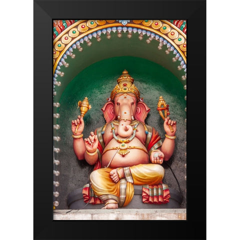Kuala Lumpur- West Malaysia. Batu caves. Painted Hindu deity Ganesha. Black Modern Wood Framed Art Print by Haseltine, Tom