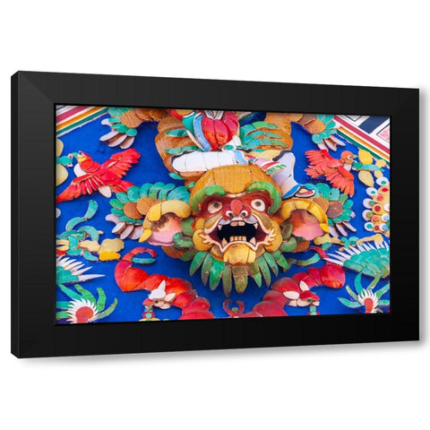 Malaysia- Malacca (Melaka). The Cheng Hoon Teng temple- painted carving on building. Black Modern Wood Framed Art Print with Double Matting by Haseltine, Tom