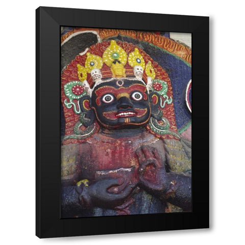 Nepal, Kathmandu, Statue of Kalbairab at a Shrine Black Modern Wood Framed Art Print with Double Matting by Satushek, Steve