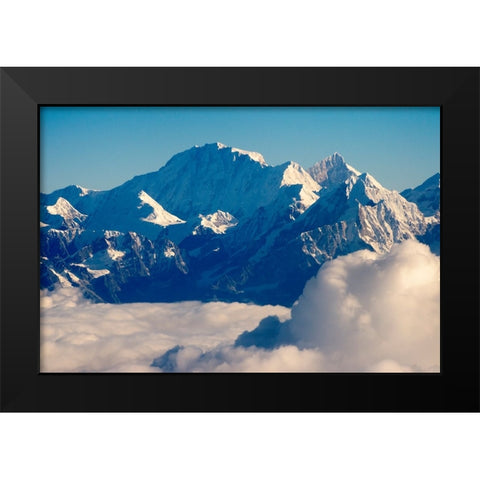 Mount Everest-8848m-in the Himalayas above the clouds-Nepal Black Modern Wood Framed Art Print by Su, Keren
