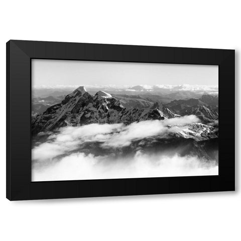 Gauri Shankar-7134m-in the Himalayas above the clouds-Nepal Black Modern Wood Framed Art Print by Su, Keren
