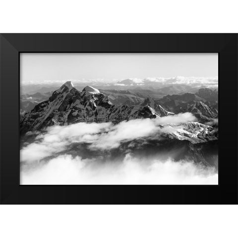 Gauri Shankar-7134m-in the Himalayas above the clouds-Nepal Black Modern Wood Framed Art Print by Su, Keren