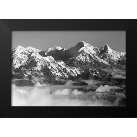 Mount Everest-8848m-in the Himalayas above the clouds-Nepal Black Modern Wood Framed Art Print by Su, Keren