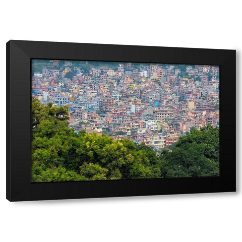 Cityscape of Kathmandu in Kathmandu Valley-Nepal Black Modern Wood Framed Art Print with Double Matting by Su, Keren