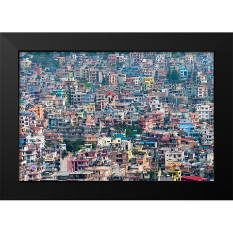 Cityscape of Kathmandu-Nepal Black Modern Wood Framed Art Print by Su, Keren